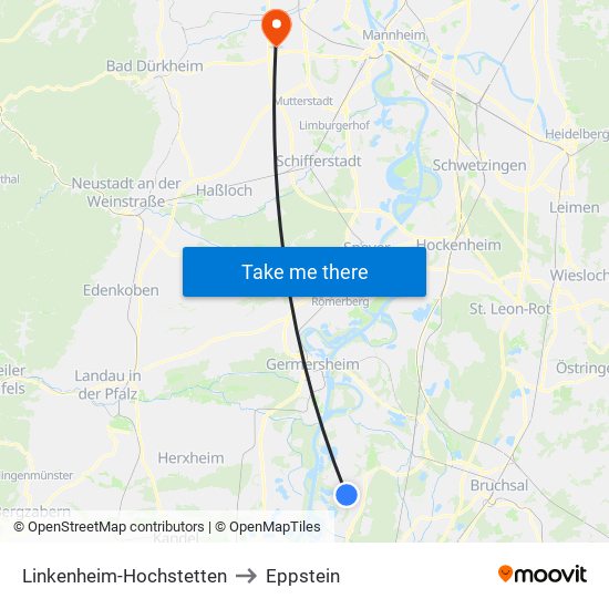 Linkenheim-Hochstetten to Eppstein map