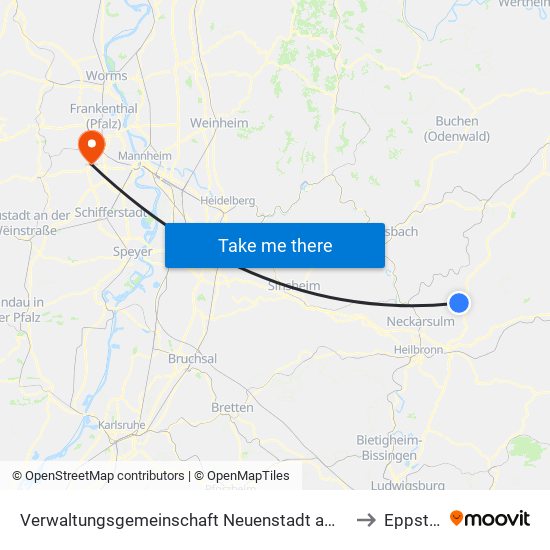 Verwaltungsgemeinschaft Neuenstadt am Kocher to Eppstein map