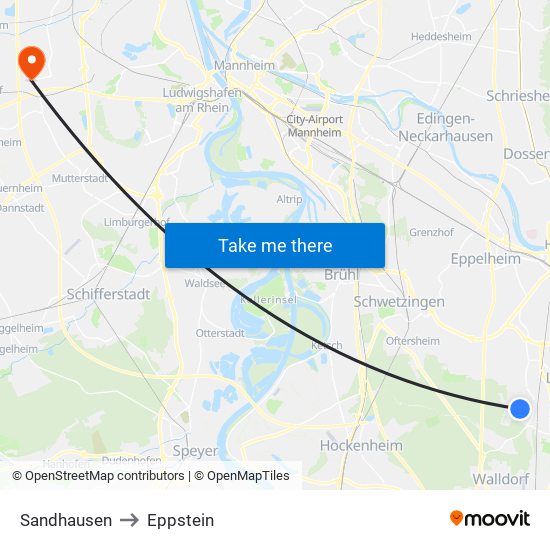 Sandhausen to Eppstein map