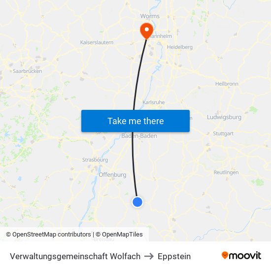 Verwaltungsgemeinschaft Wolfach to Eppstein map
