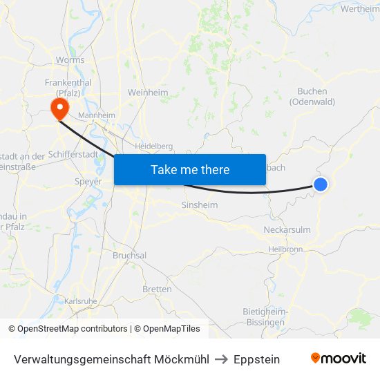 Verwaltungsgemeinschaft Möckmühl to Eppstein map