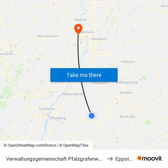 Verwaltungsgemeinschaft Pfalzgrafenweiler to Eppstein map