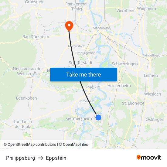 Philippsburg to Eppstein map