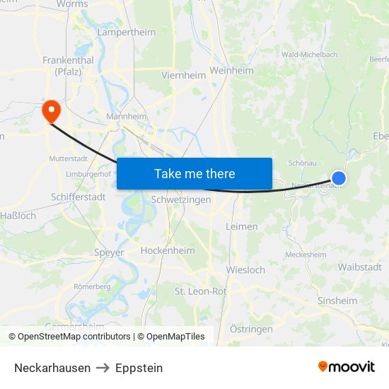 Neckarhausen to Eppstein map