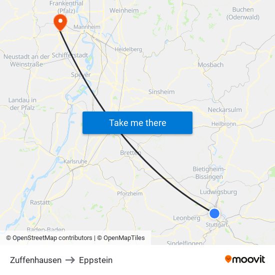 Zuffenhausen to Eppstein map