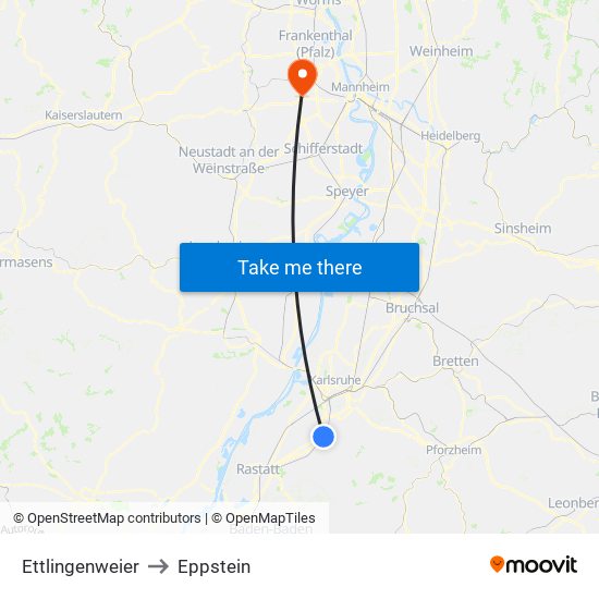 Ettlingenweier to Eppstein map