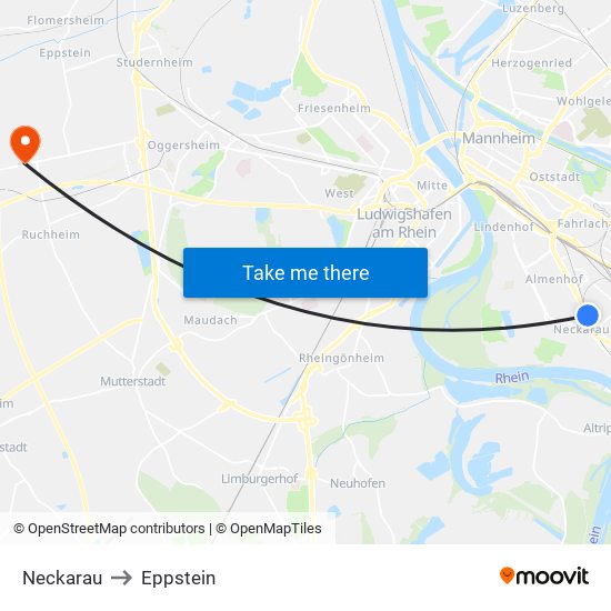 Neckarau to Eppstein map