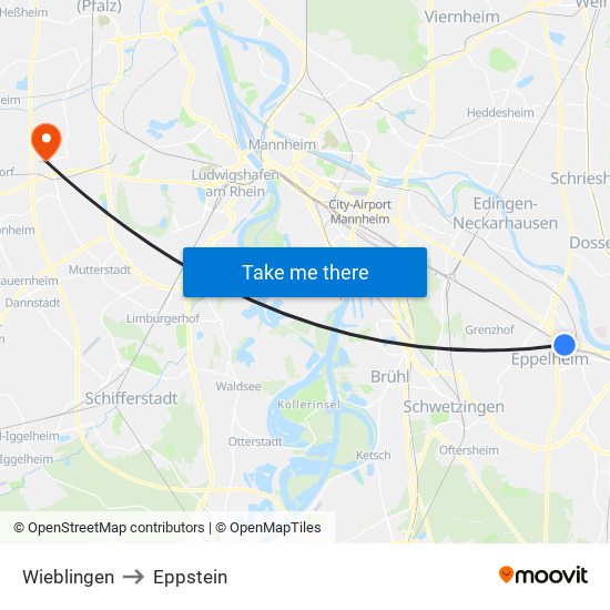 Wieblingen to Eppstein map