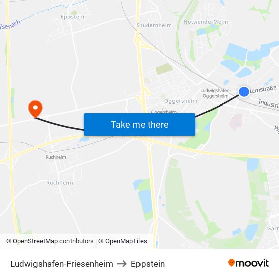 Ludwigshafen-Friesenheim to Eppstein map