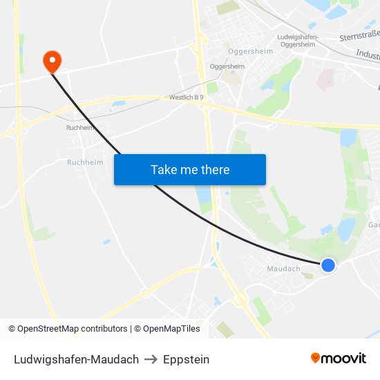 Ludwigshafen-Maudach to Eppstein map