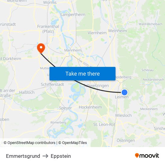 Emmertsgrund to Eppstein map