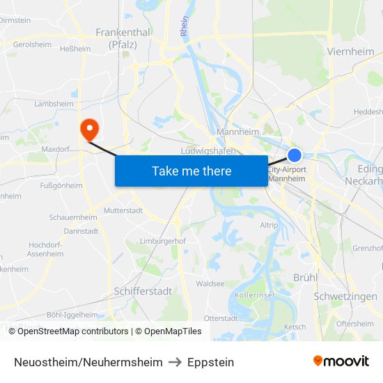 Neuostheim/Neuhermsheim to Eppstein map