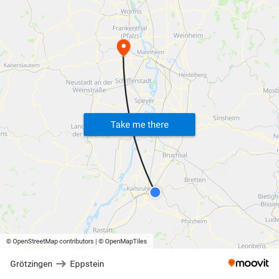 Grötzingen to Eppstein map