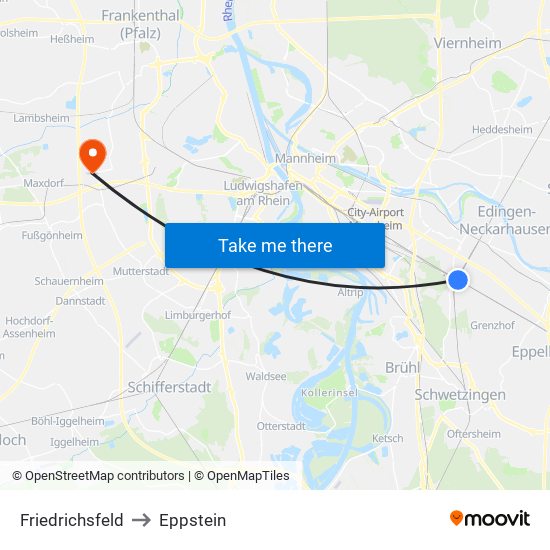 Friedrichsfeld to Eppstein map