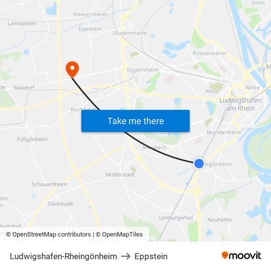 Ludwigshafen-Rheingönheim to Eppstein map