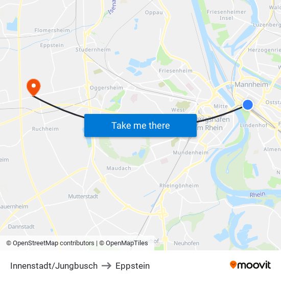 Innenstadt/Jungbusch to Eppstein map