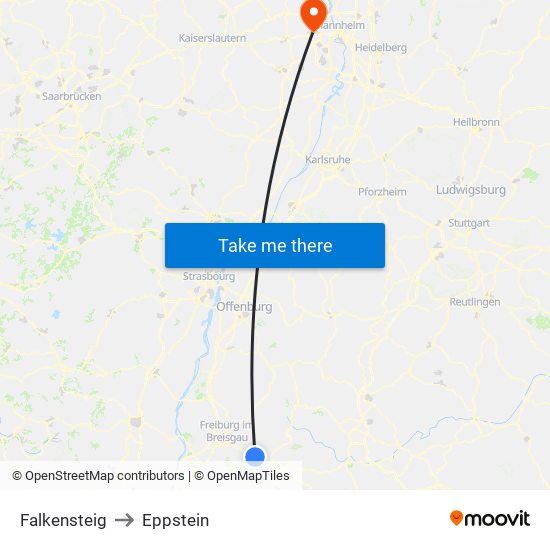 Falkensteig to Eppstein map