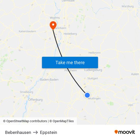 Bebenhausen to Eppstein map