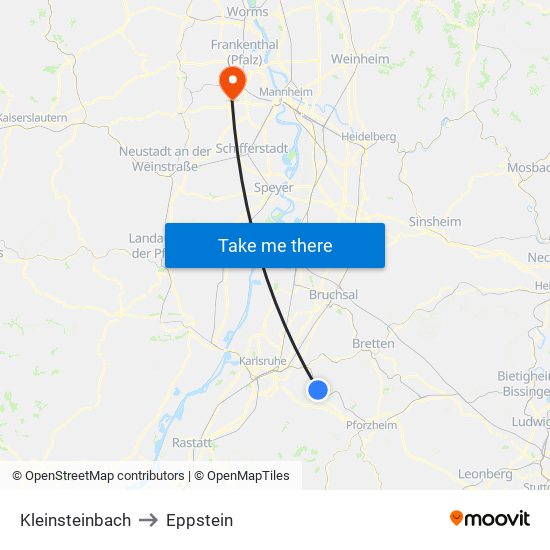 Kleinsteinbach to Eppstein map