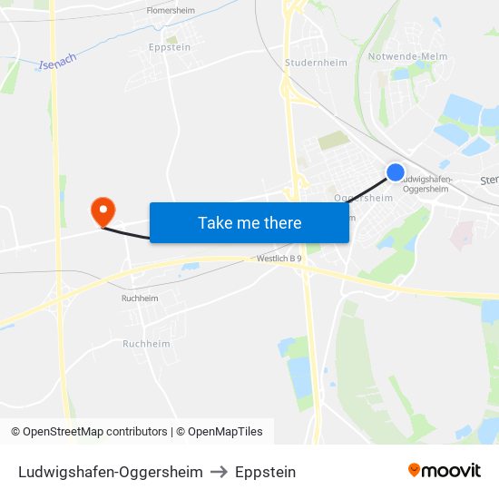 Ludwigshafen-Oggersheim to Eppstein map