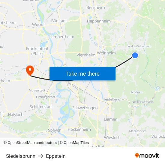 Siedelsbrunn to Eppstein map