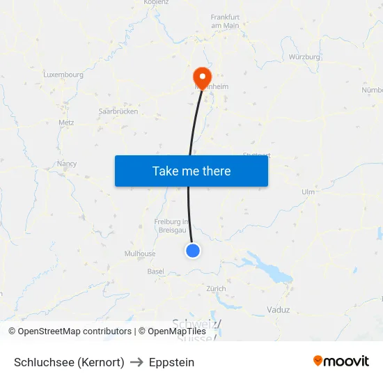 Schluchsee (Kernort) to Eppstein map