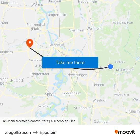 Ziegelhausen to Eppstein map