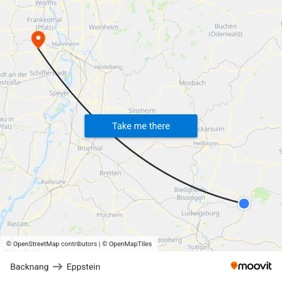 Backnang to Eppstein map