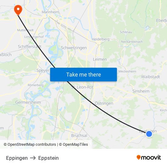 Eppingen to Eppstein map