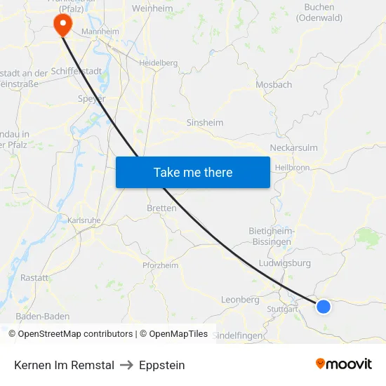 Kernen Im Remstal to Eppstein map