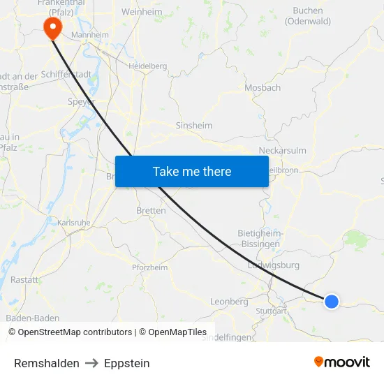 Remshalden to Eppstein map