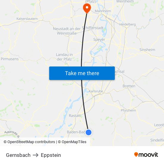 Gernsbach to Eppstein map