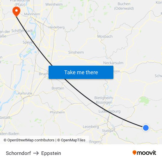 Schorndorf to Eppstein map