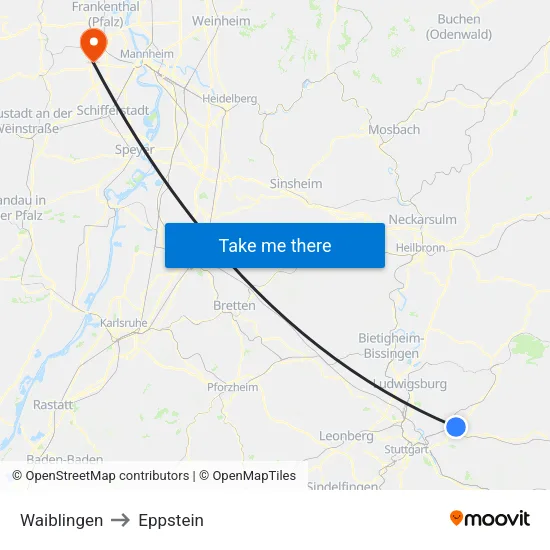 Waiblingen to Eppstein map
