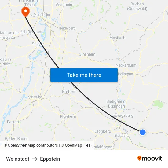Weinstadt to Eppstein map