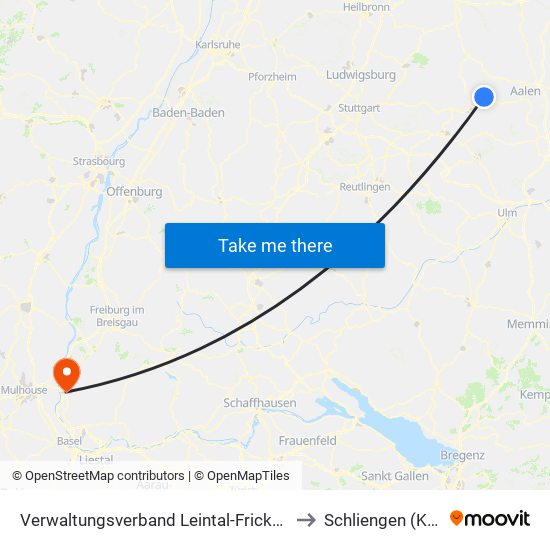 Verwaltungsverband Leintal-Frickenhofer Höhe to Schliengen (Kernort) map