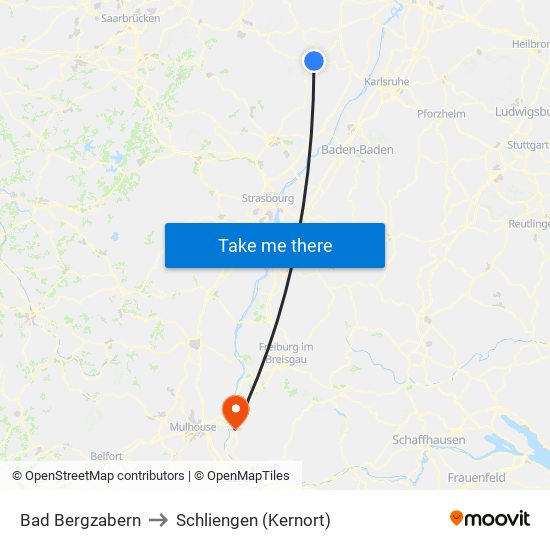 Bad Bergzabern to Schliengen (Kernort) map