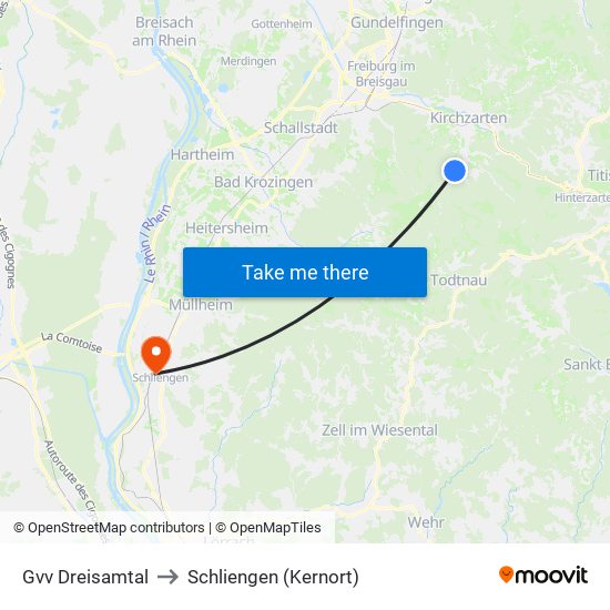 Gvv Dreisamtal to Schliengen (Kernort) map