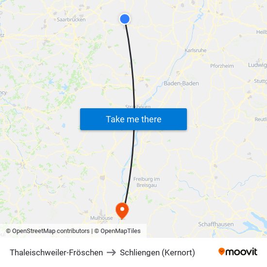 Thaleischweiler-Fröschen to Schliengen (Kernort) map