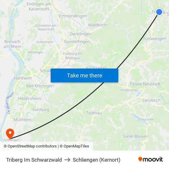 Triberg Im Schwarzwald to Schliengen (Kernort) map