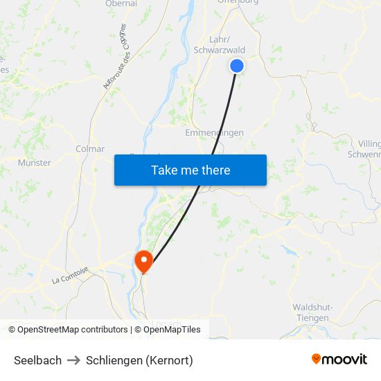 Seelbach to Schliengen (Kernort) map