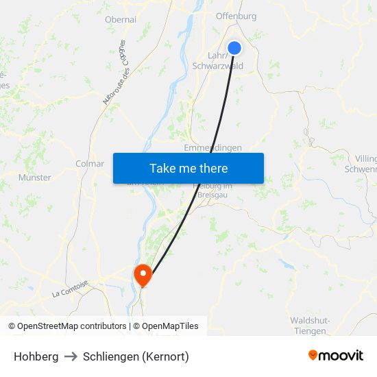 Hohberg to Schliengen (Kernort) map