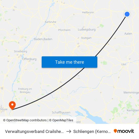 Verwaltungsverband Crailsheim to Schliengen (Kernort) map