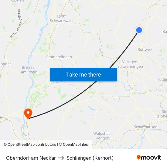 Oberndorf am Neckar to Schliengen (Kernort) map