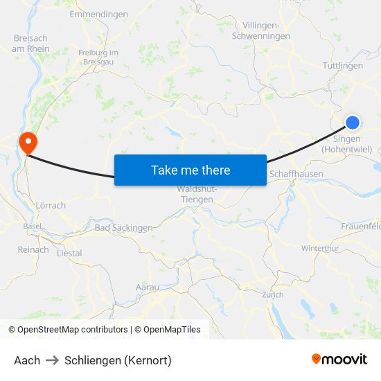 Aach to Schliengen (Kernort) map