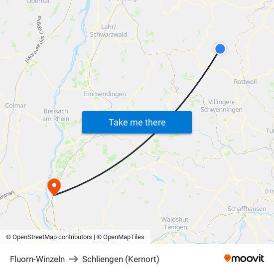 Fluorn-Winzeln to Schliengen (Kernort) map