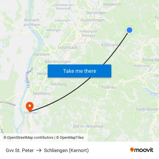 Gvv St. Peter to Schliengen (Kernort) map