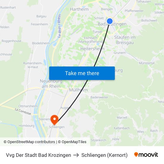 Vvg Der Stadt Bad Krozingen to Schliengen (Kernort) map