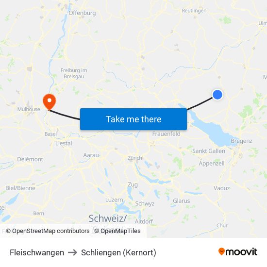 Fleischwangen to Schliengen (Kernort) map