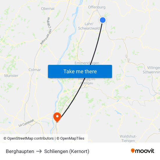 Berghaupten to Schliengen (Kernort) map